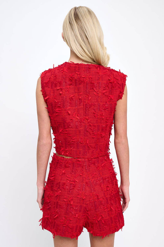 Cardinal Texture Luxe Two-Piece Set: Red