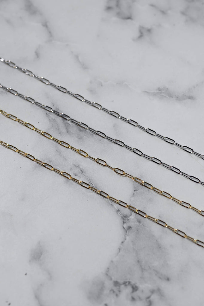 Mini Paperclip Chain Necklace: Gold / 16" + 2"