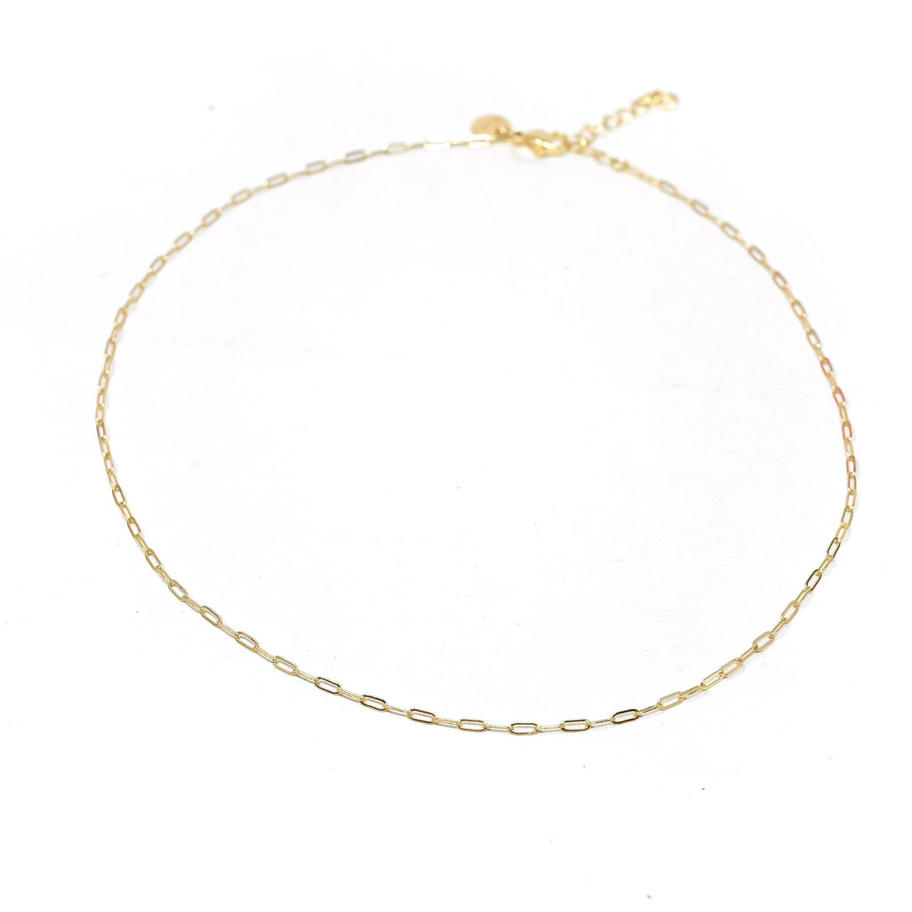 Mini Paperclip Chain Necklace: Gold / 16" + 2"