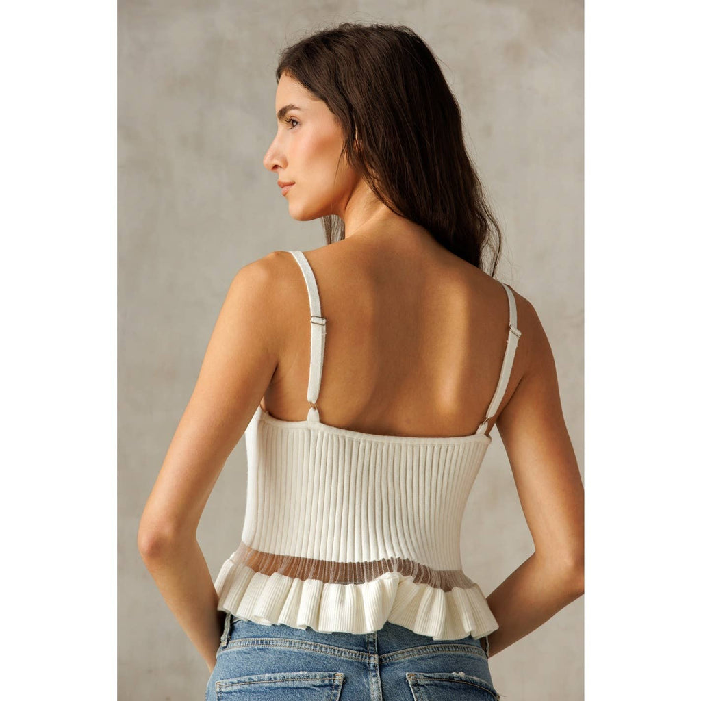 Ruffle Hem Top: L