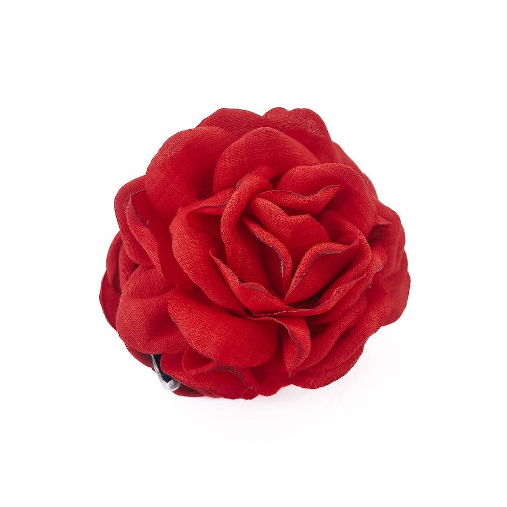 Blooming Rose Hair Claw Clip: Red