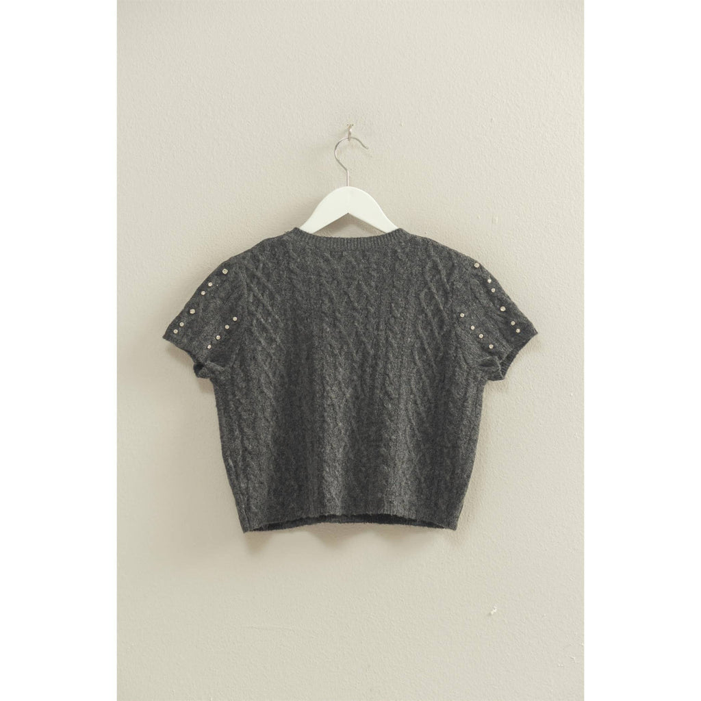 Rhinestone Studded Sweater Top