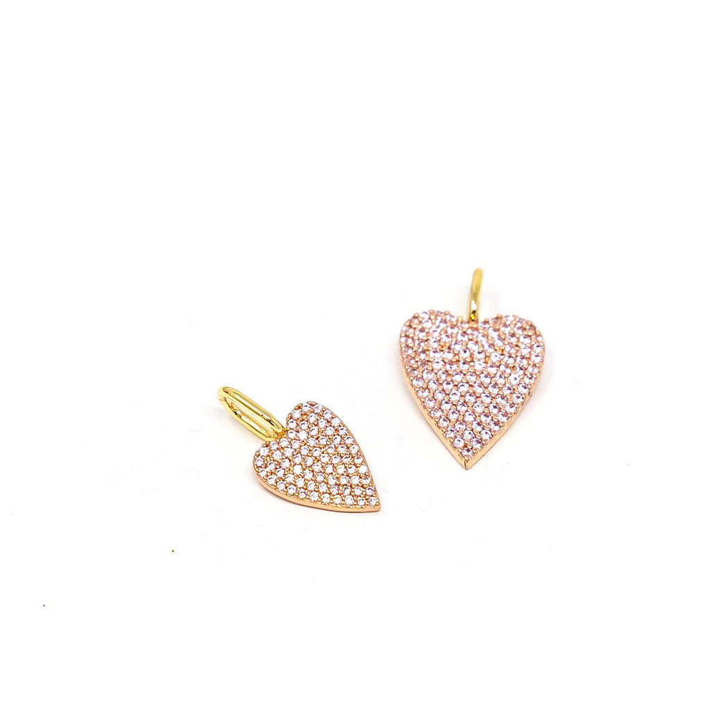 Moody Heart Charm: Gold / Clear Crystals