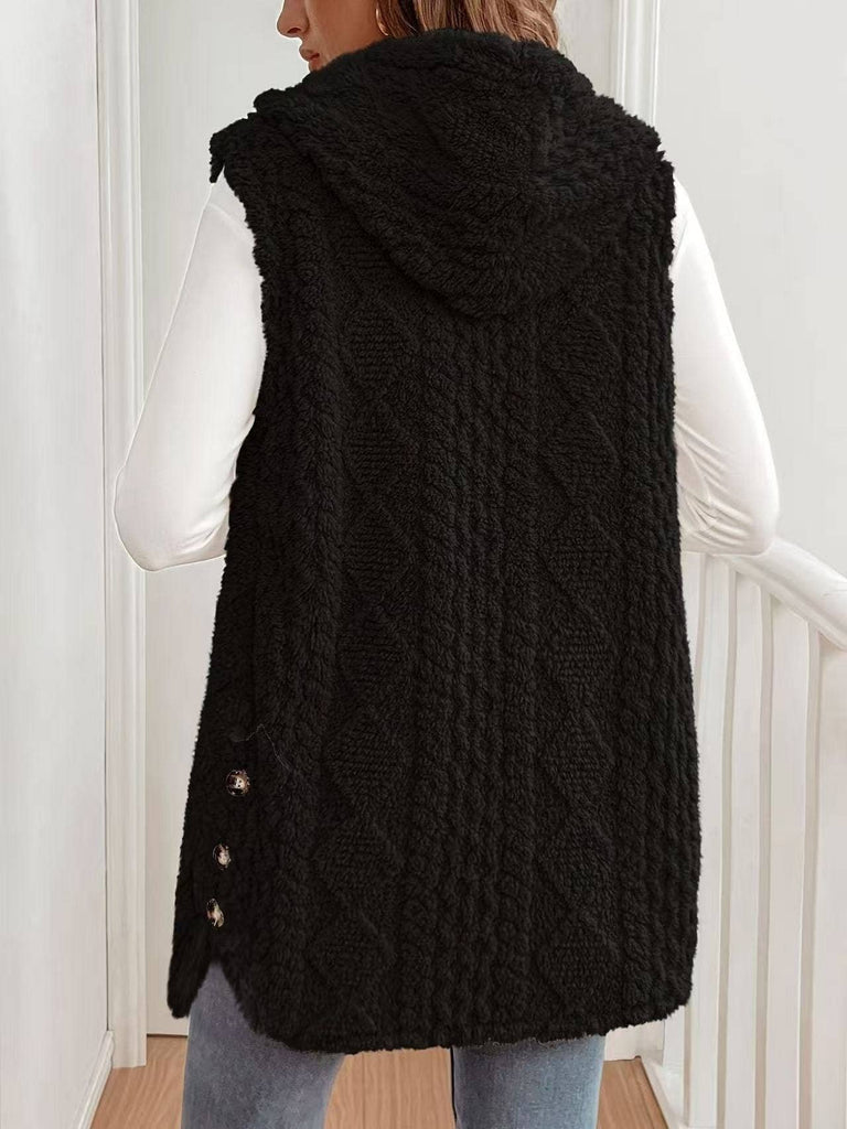 Hooded Fleece Vest: Black / L