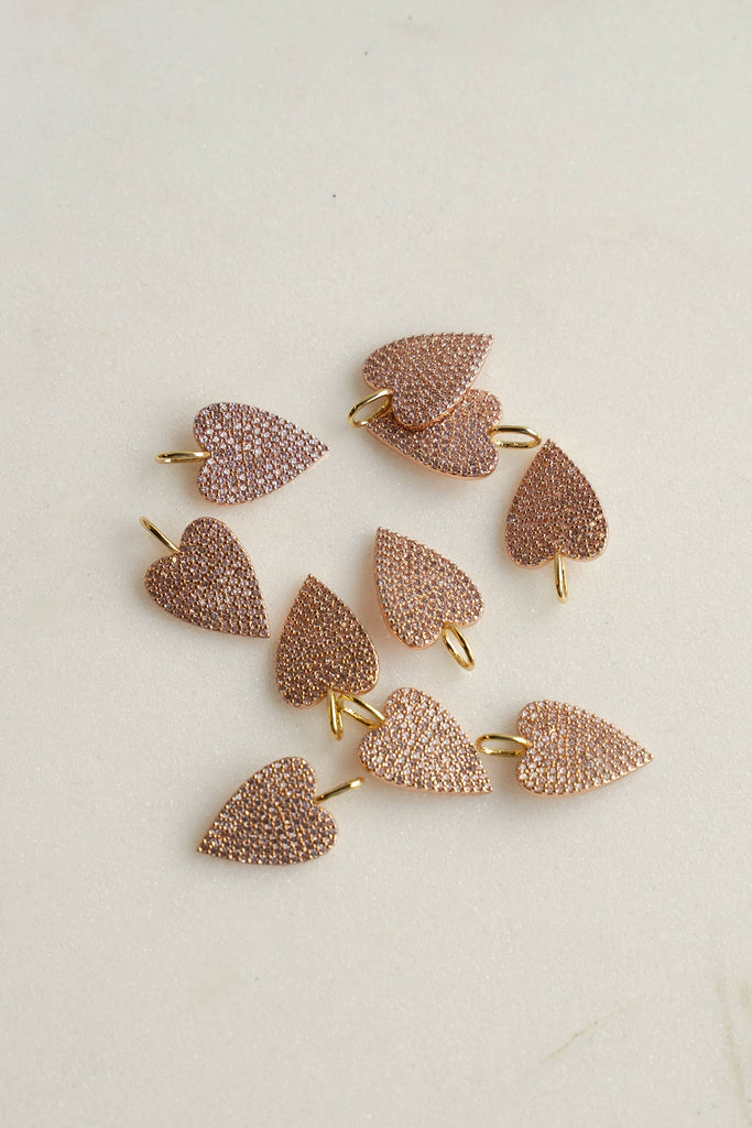 Moody Heart Charm: Gold / Clear Crystals