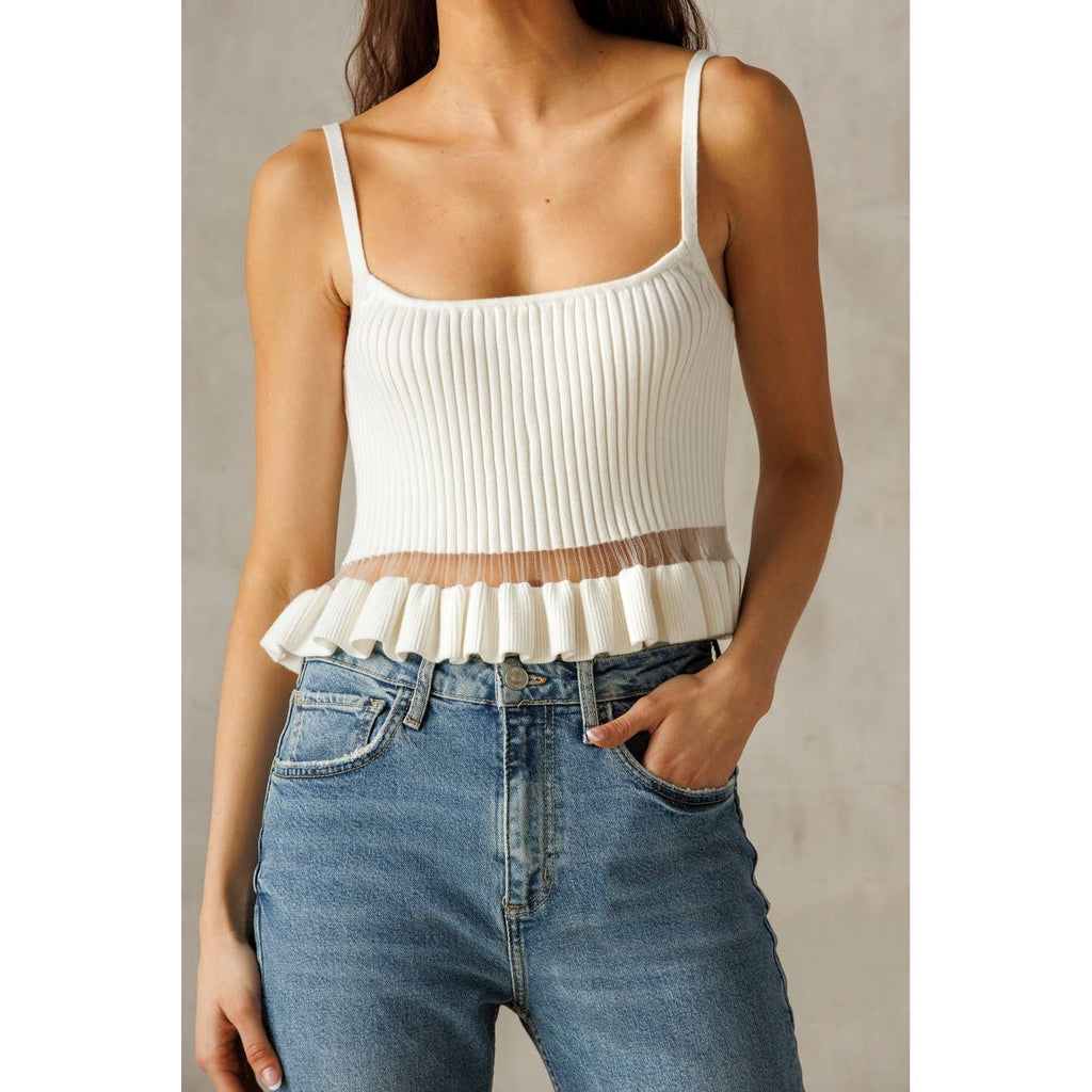 Ruffle Hem Top: L