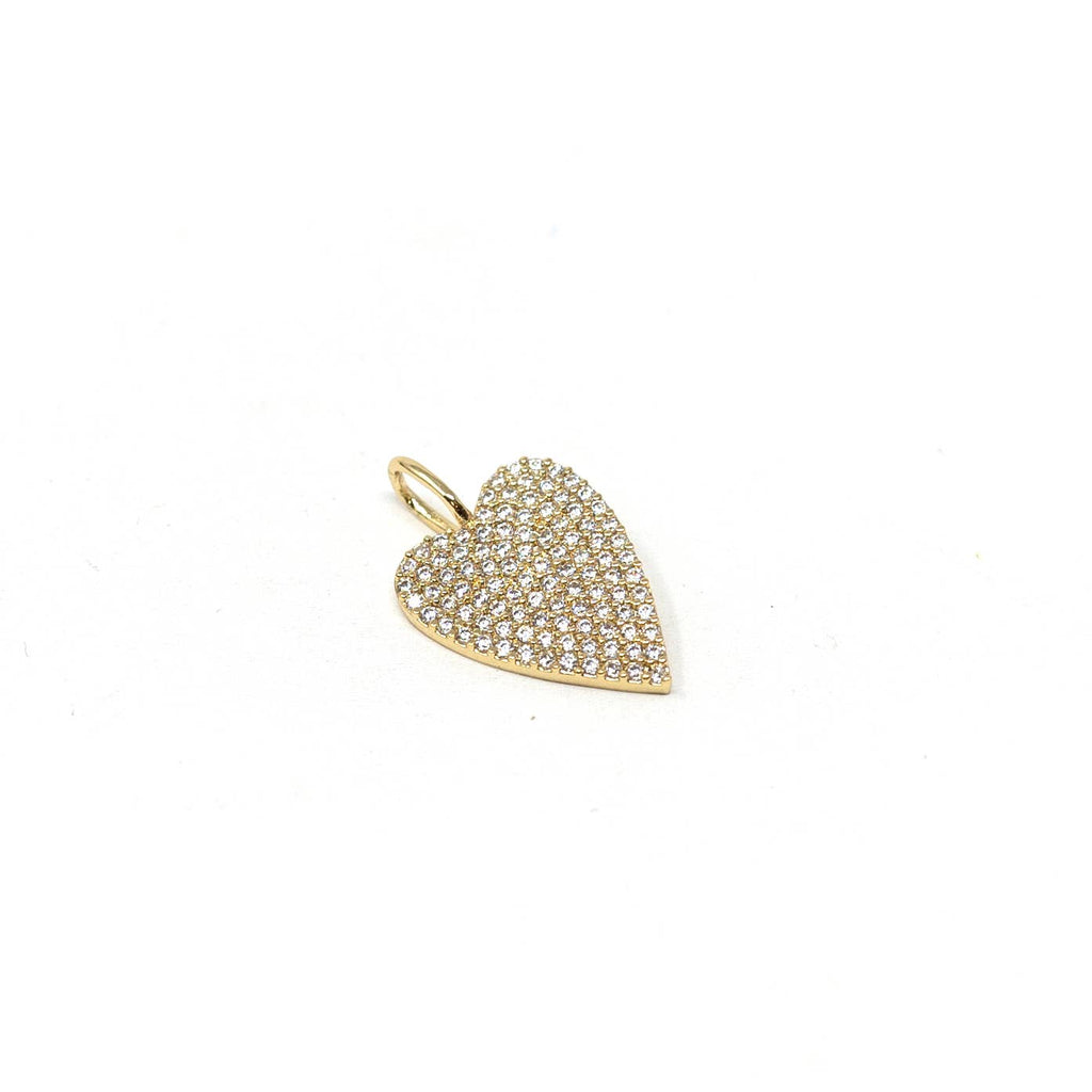 Moody Heart Charm: Gold / Clear Crystals