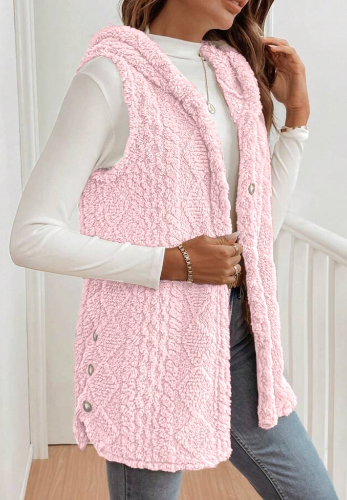 Hooded Fleece Vest: Black / S