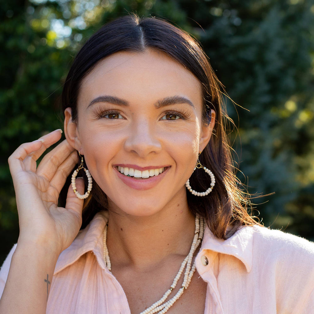 Sachi Chromatic Hues - Natural Hoop Earrings