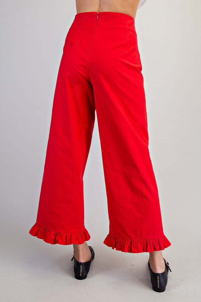 Straight Leg Ruffled Hem Pants
