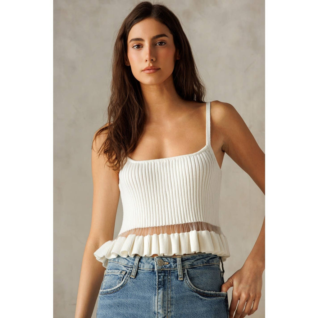 Ruffle Hem Top: L