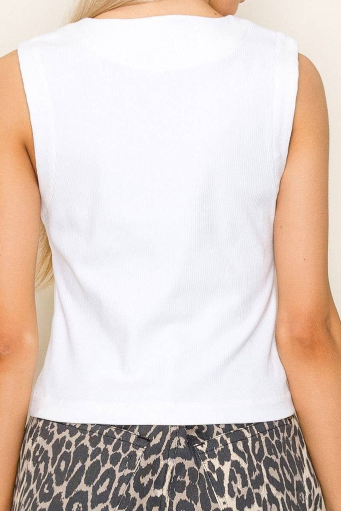 Sleeveless Solid Knit Vest: White / M