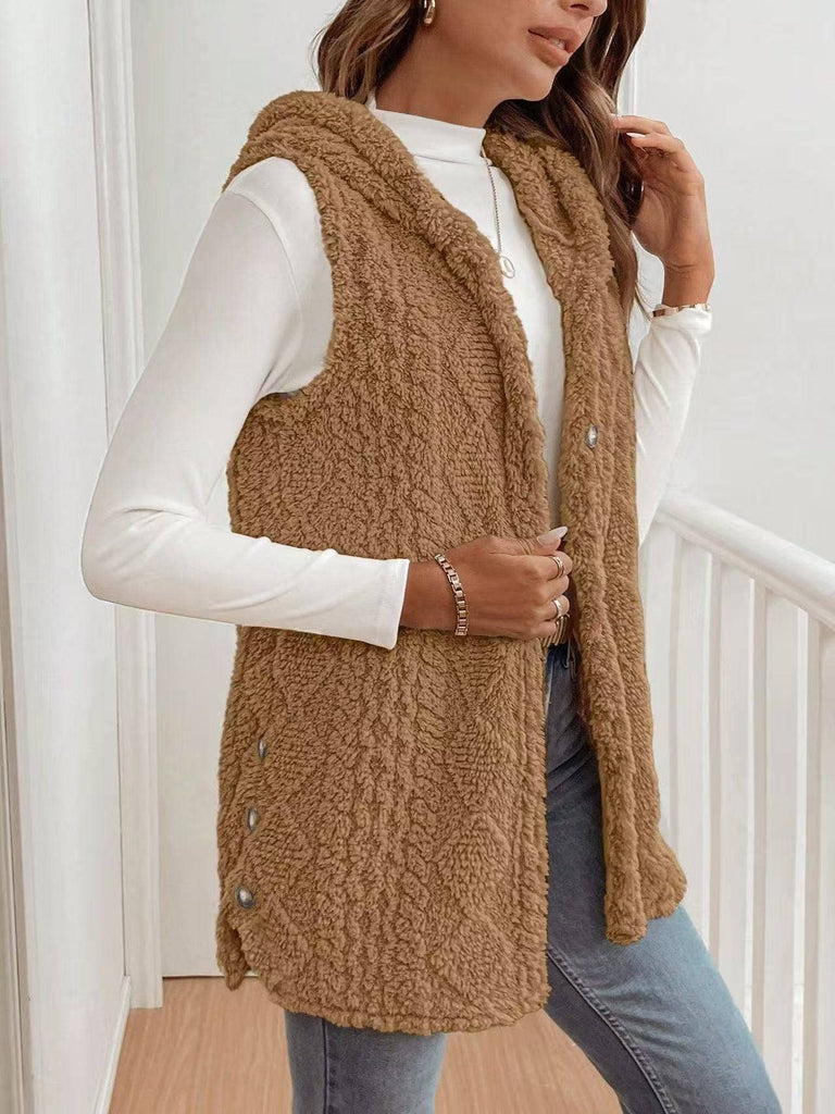 Hooded Fleece Vest: Black / S