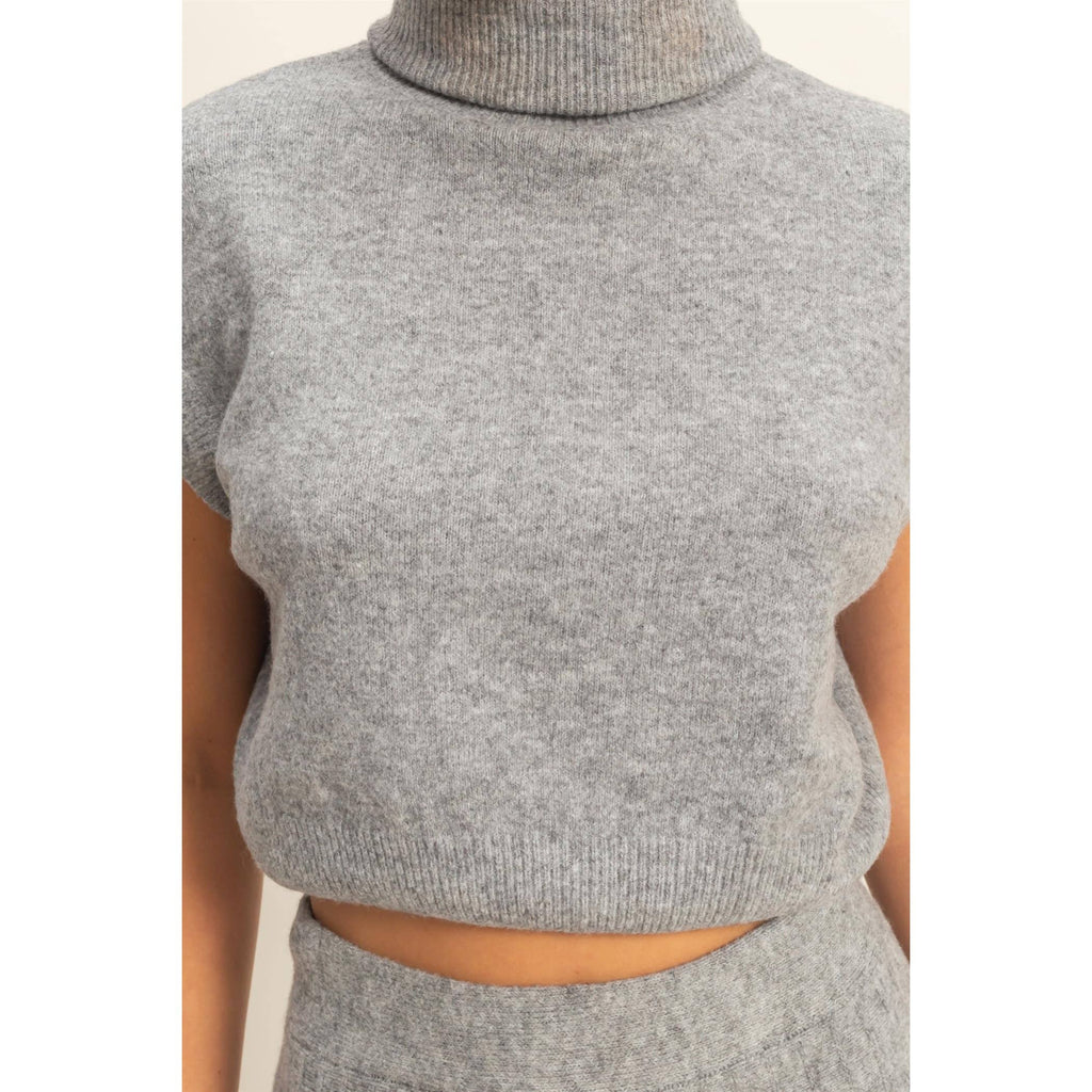 Turtleneck Top And Pleated Skirt Set