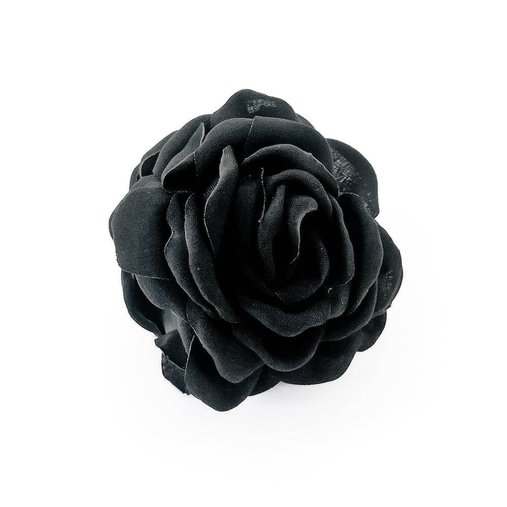Blooming Rose Hair Claw Clip: Black