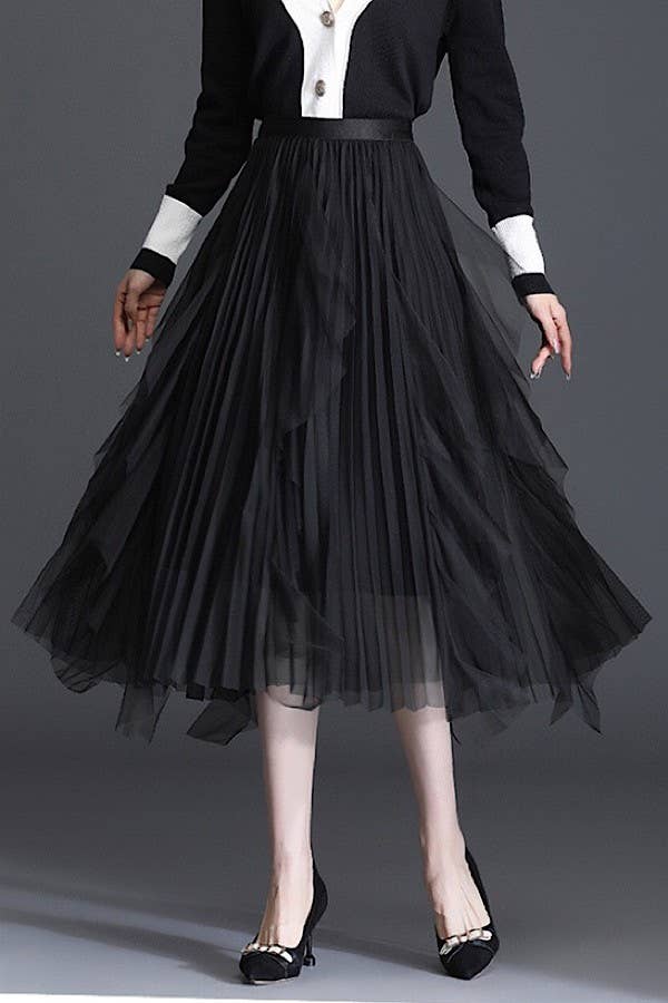 Chiffon Skirt: Black / S