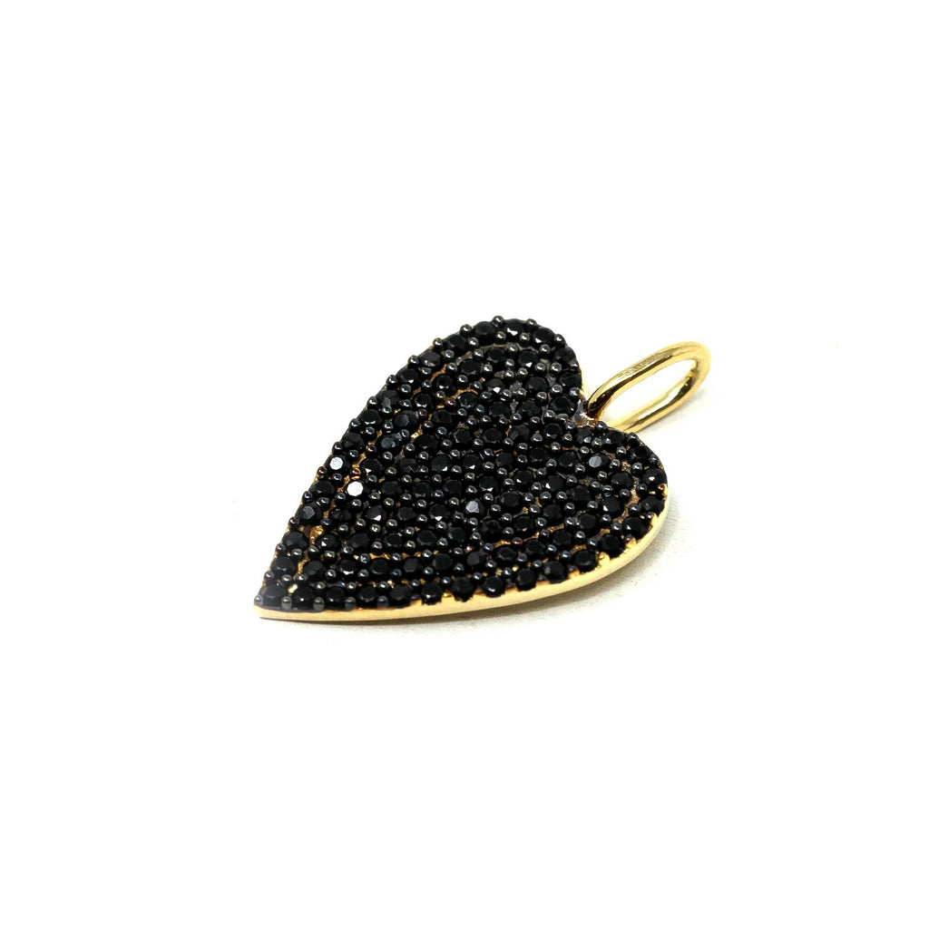 Moody Heart Charm: Gold / Clear Crystals