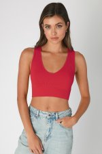 Plunge V Neck Crop Top
