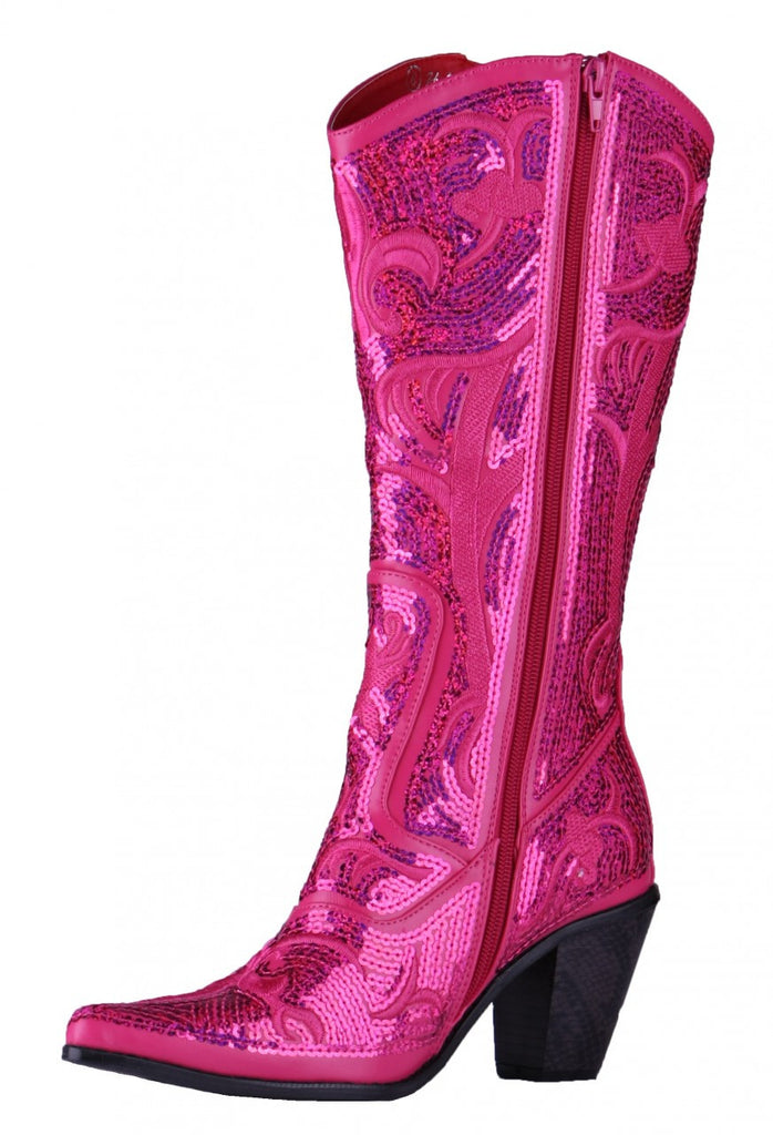Helen's Heart Fuschia Blingy Sequins Cowboy Bling Boots