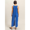 V-Neck Sleeveless Wide Leg Jumpsuit: COBALT