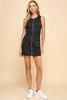 Front Zipper Sleeveless Dress: Black / S
