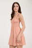 CLIPDOT BOW DETAIL SMOCKED SLEEVELESS MINI DRESS: WHITE