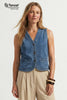 Tencel Acid Wash Denim Vest: Dark Blue / S