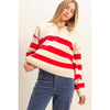 Striped Polo Collar Knit Sweater
