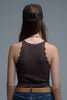 Ribbed Halter Top With Scalloped Finish in brown: BROWN / ONE