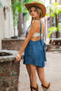 Denim Sleeveless Open Tie Back Romper