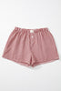 Red Plaid Gingham Printed High Waist Shorts: Red Stripe / 100%Polyester / XL