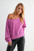 Raw Edge Waffle Knit Boatneck Pullover: NEW ORCHID
