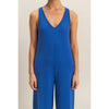 V-Neck Sleeveless Wide Leg Jumpsuit: COBALT
