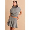 Turtleneck Top And Pleated Skirt Set