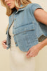 DENIM CAP SLEEVE TOP: Light Denim / L