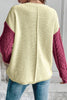 Gold Flame Colorblock Patched Pocket Drop Shoulder Sweater: Gold Flame / 65%Acrylic+35%Polyamide / L