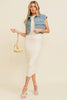 DENIM CAP SLEEVE TOP: Light Denim / L