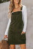 Solid Front Pockets Sleeveless Corduroy Overall Dress: Vineyard Green / 100%Polyester / XL
