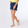 EverStretch Shorts with Cut Fringe: Dark Denim / S