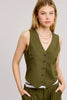 Timeless V-Neck Sleeveless Waistcoat Vest: Olive / M