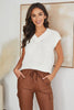 V-NECK SLEEVELESS RIB SWEATER VEST: White / SMALL/Medium