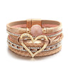 Bohemian Heart Rhinestone Magnetic Buckle Bracelet: Silver Gray-Silver / Alloy / ONE SIZE