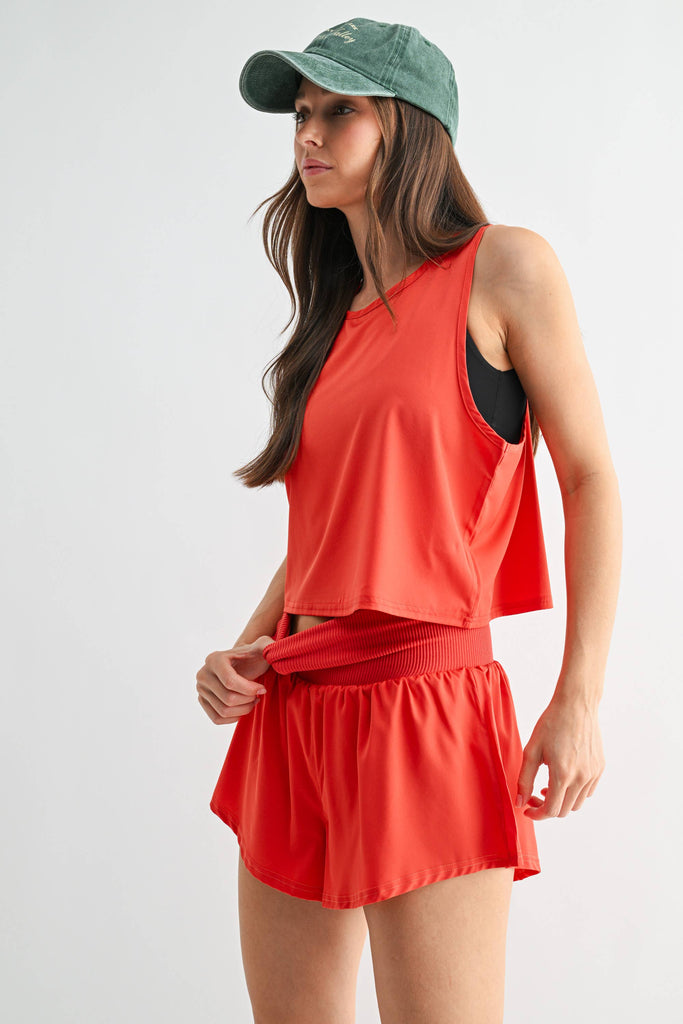Snapflair Cropped Tank: BLUSHED BRICK