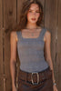 Lace Textured Square Top: Whale Gray