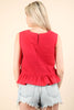 Side Tie Detail Ruffled Top: TOMATO