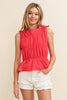 TIE TOP RUCHED TOP: Red / L