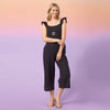 Kohde Wide Leg Smocked Jumpsuit: Black / XS