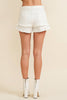 RUFFLE TIERED DENIM SHORTS: White / L
