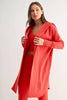 Open Front Longline Hoodie Cardigan: BLUSHED BRICK