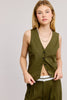 Timeless V-Neck Sleeveless Waistcoat Vest: Olive / L